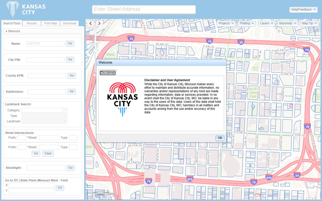 Kansas City parcel viewer tool for property records search