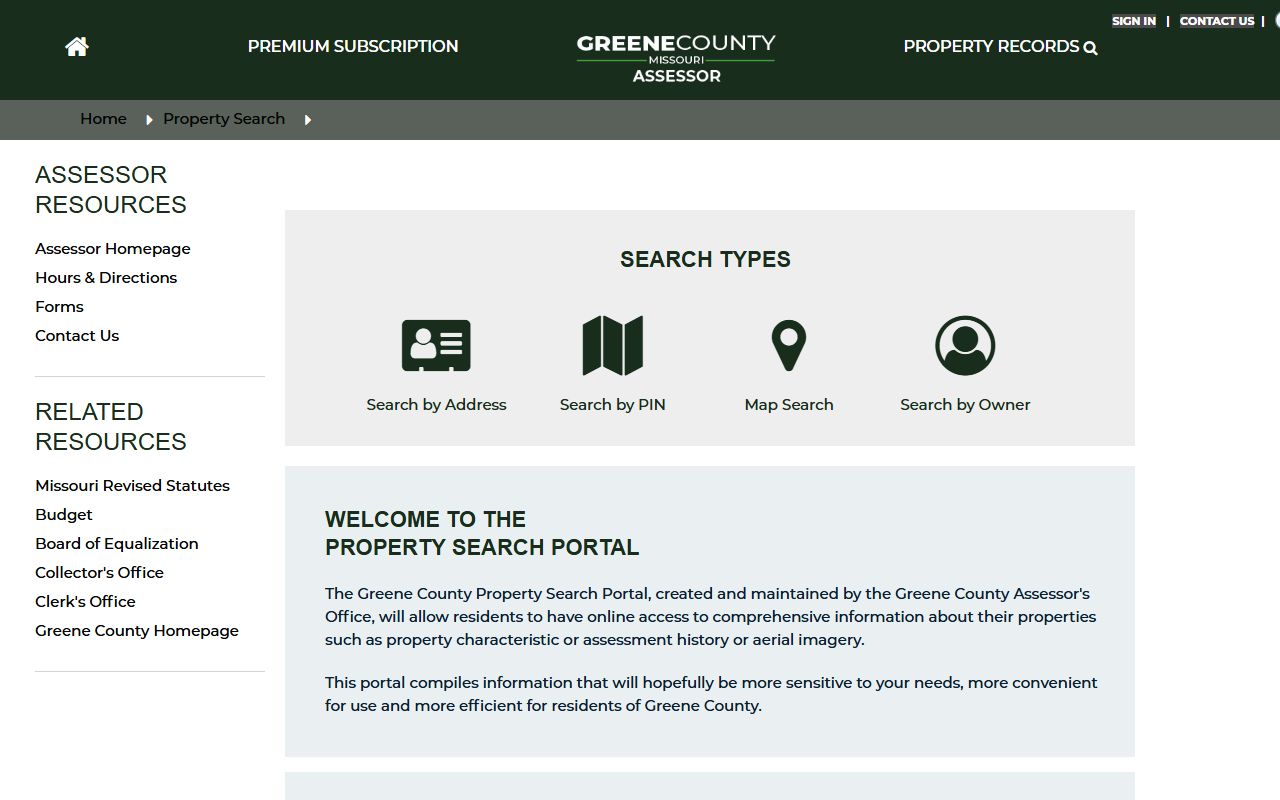 Greene County Assessor online search for Springfield property records