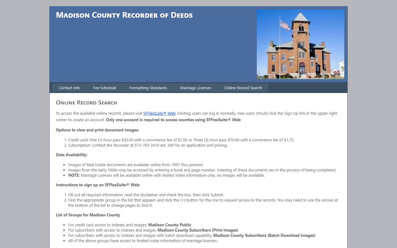 Madison County Missouri property records online search portal
