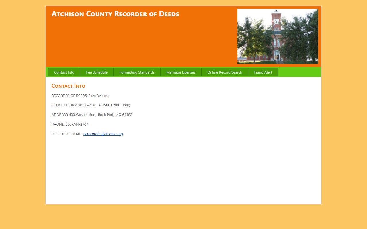 Atchison County Recorder of Deeds website for property records search