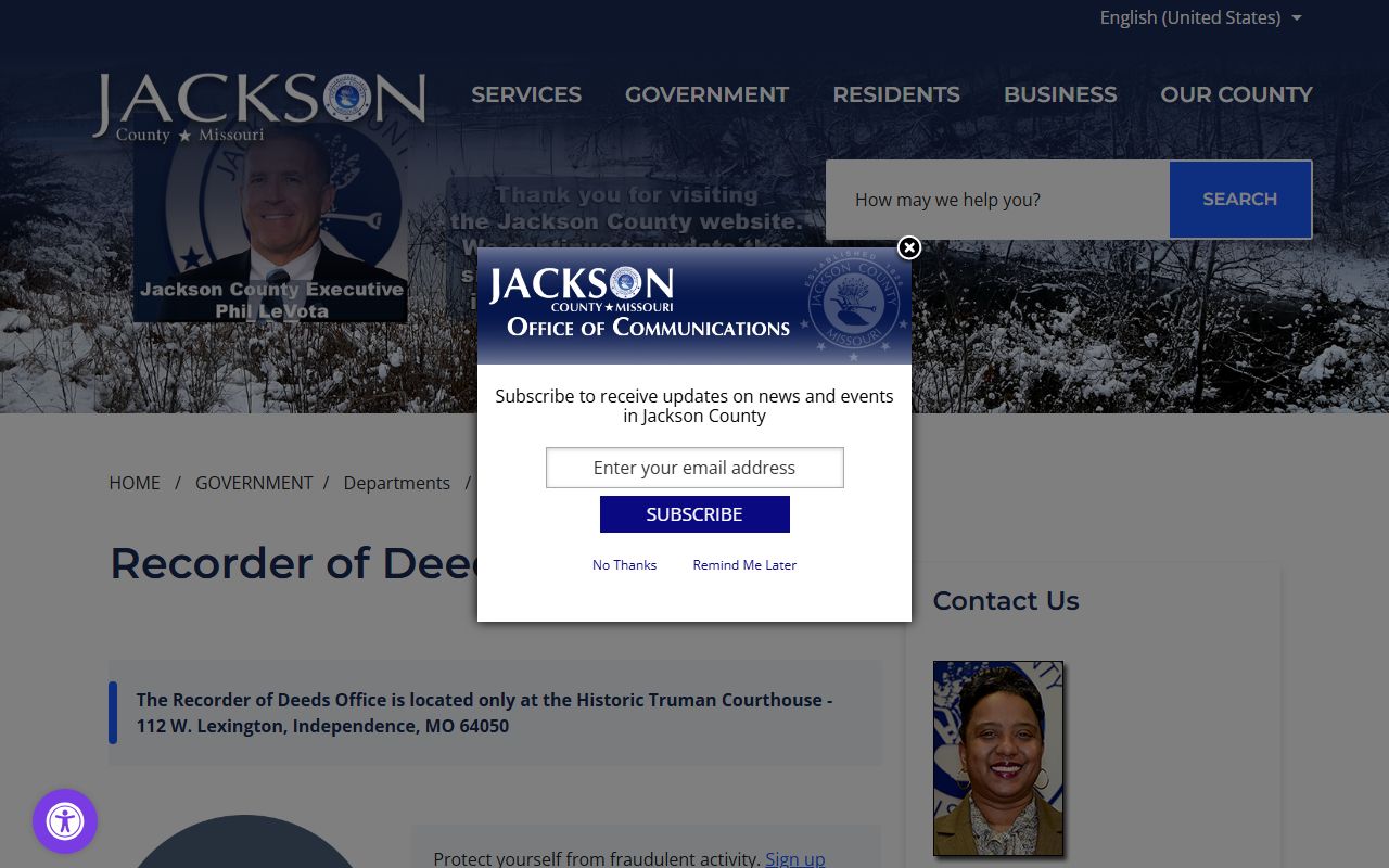 Jackson County Missouri Recorder of Deeds website for property records search